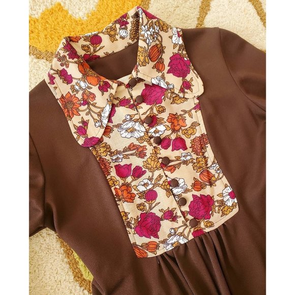 60s/70s Clancy Jrs California Babydoll Dress w/ Balloon Sleeves - Picture 4 of 6